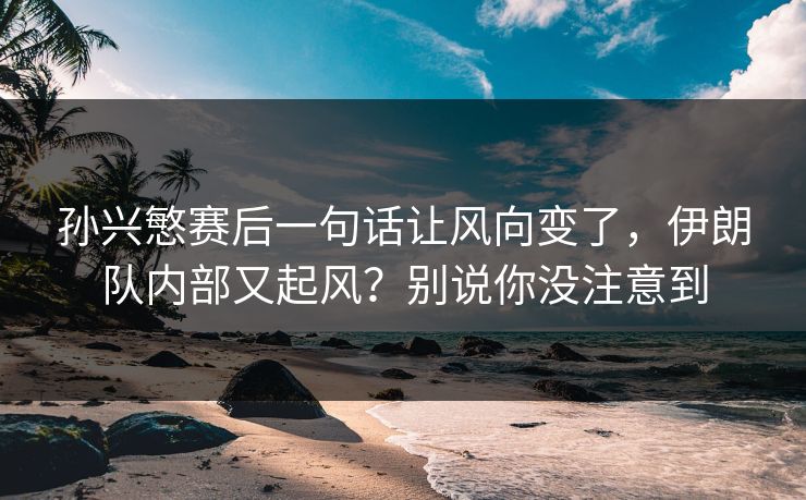 孙兴慜赛后一句话让风向变了，伊朗队内部又起风？别说你没注意到