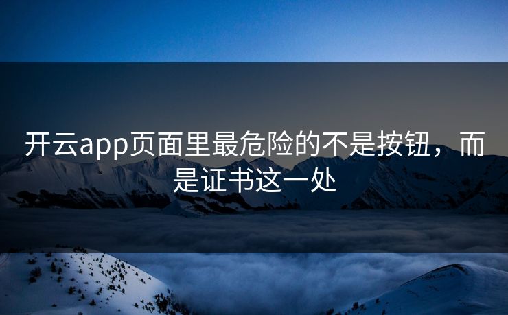 开云app页面里最危险的不是按钮,而是证书这一处 开云app页面里最危险的不是按钮,而是证书这一处
